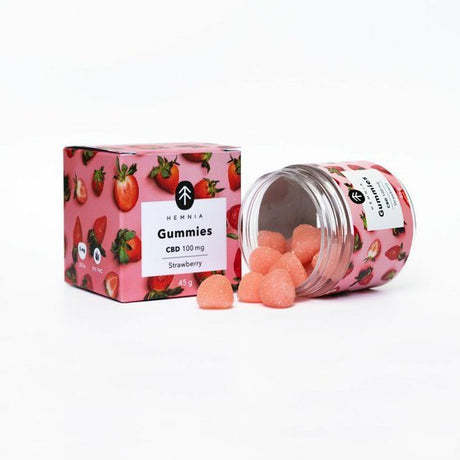 Hemnia CBD Gummies, Erdbeere, 100 mg CBD, 20 Stück x 5 mg, 60 g im Mellow Peaks CBD Smartshop, Q24 Imst, Österreich kaufen